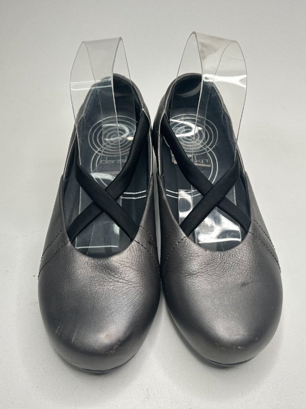 DANSKO Pewter Gray Criss/Cross Slip Ons sz 38 Leather